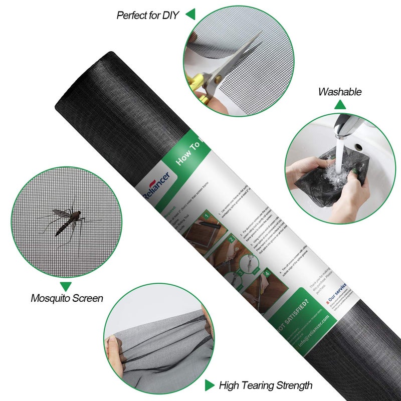 Reliancer Fiberglass Window Screen Roll 36in x 100ft DIY Custom Screens Replacement Mesh for Windows Doors Patio Screens Premium Pet Proof Screen Porch Screen for Outdoor Kitchens Tree Houses Pool Houses - Image 3